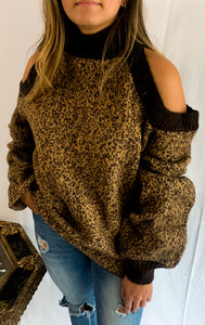 Spotted Cold Shoulder Sweater